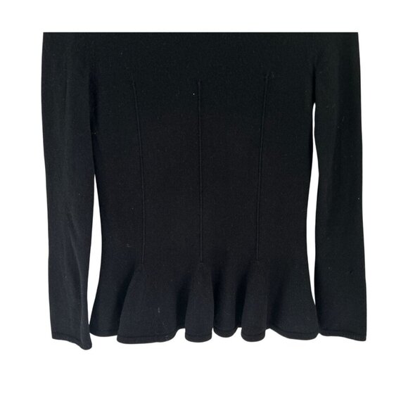 Neiman Marcus Cashmere Black Peplum Sweater XS Womens Long Sleeve Crew Neck - Picture 4 of 7